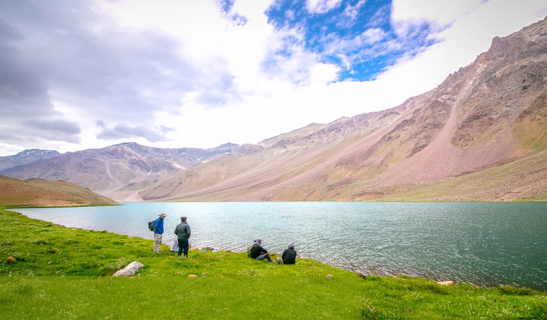 Spiti Valley and turquoise Chandratal Lake landscape road trip tour